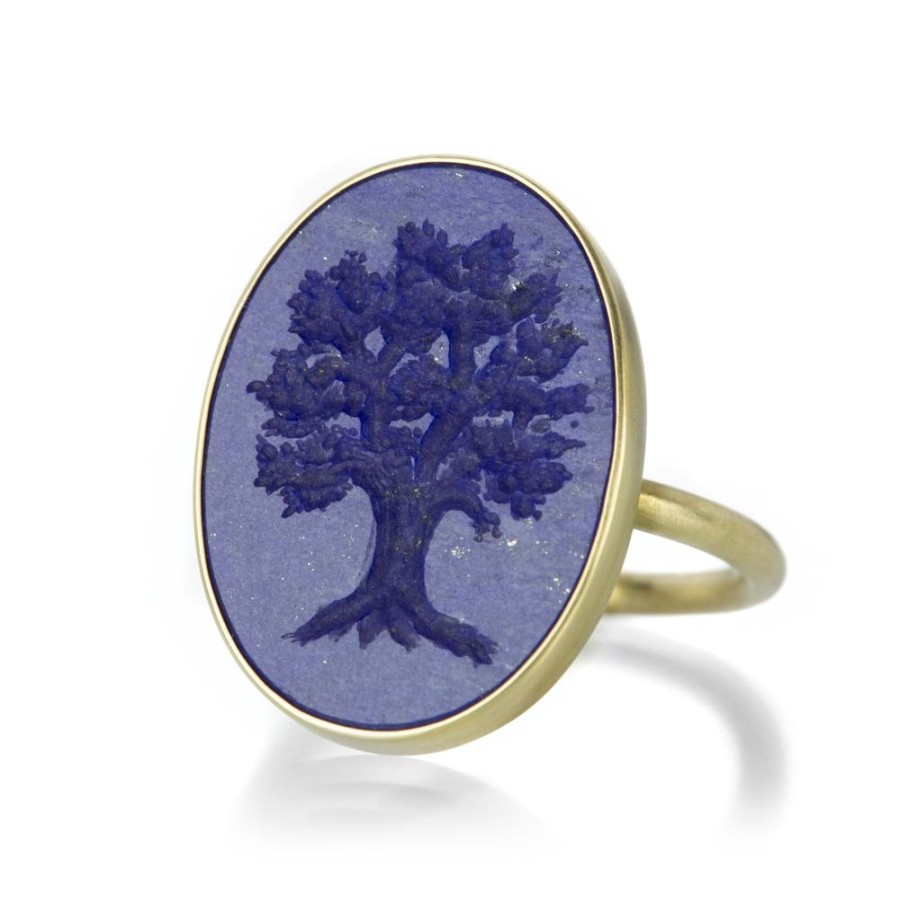 Rings Gabriella Kiss | Lapis Ring With Tree Intaglio