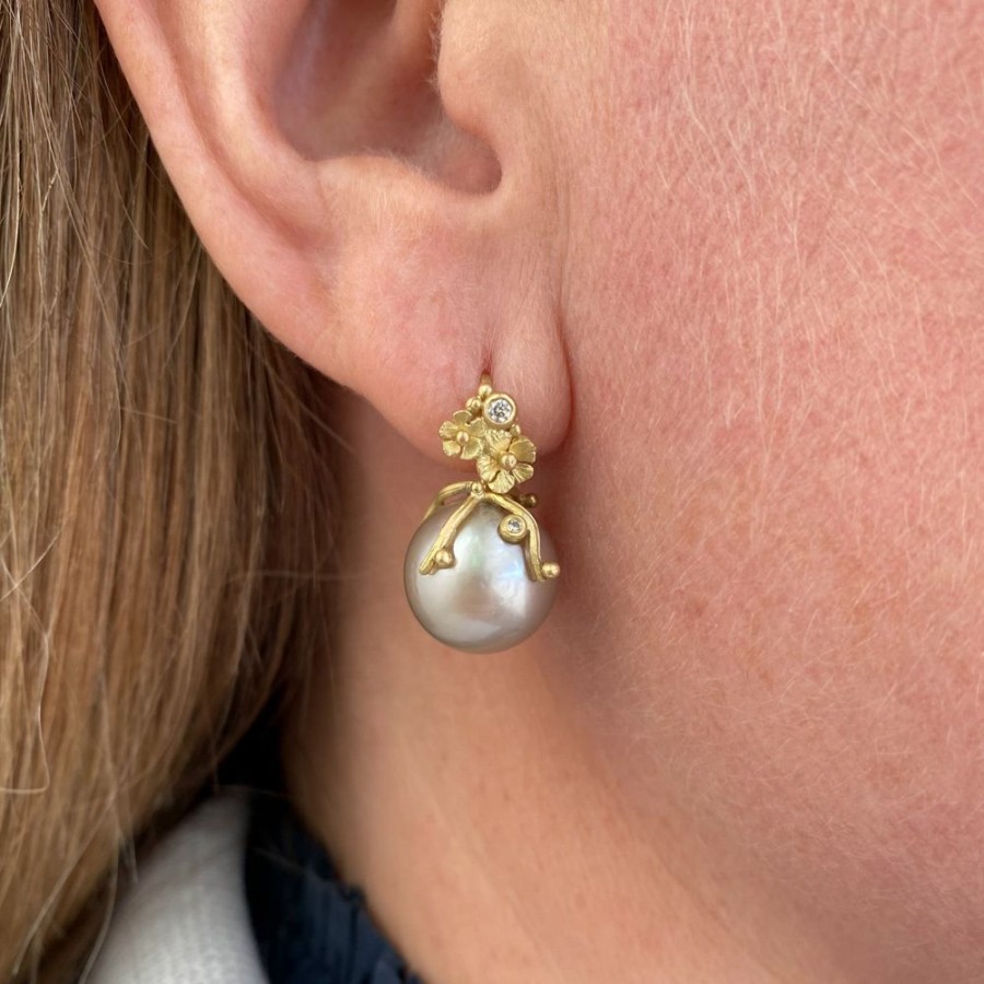 Earrings Lene Vibe | Floral Pink South Sea Pearl Earrings