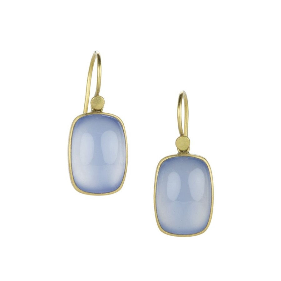 Earrings Lola Brooks | Cushion Blue Chalcedony Drop Earrings