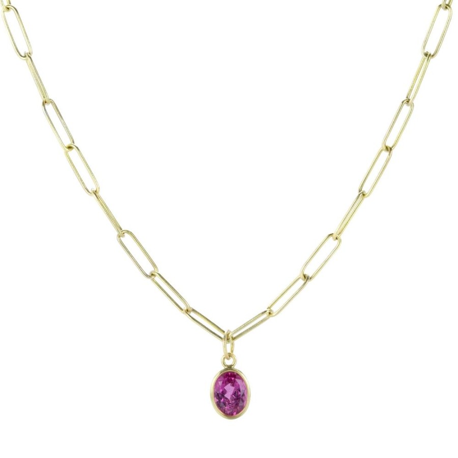 Necklaces Maria Beaulieu | Oval Rubellite Tourmaline Pendant (Pendant Only)