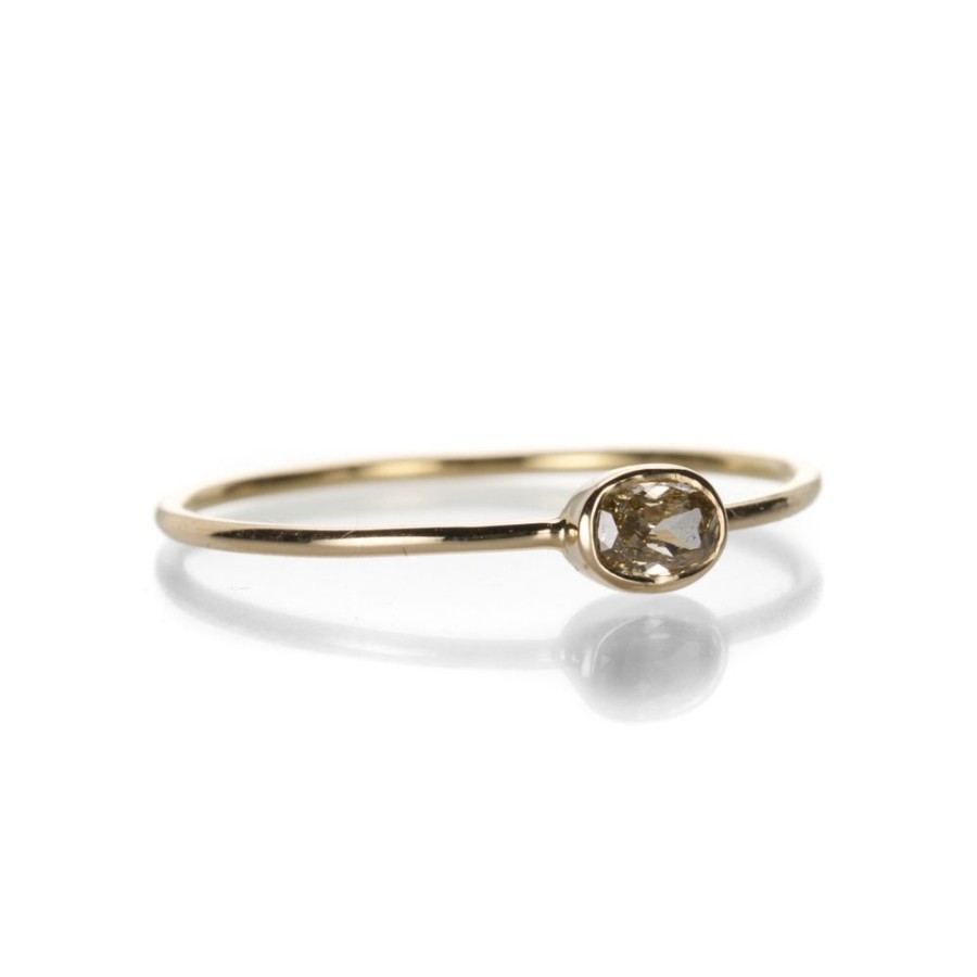 Rings Margaret Solow | Petite Oval Cognac Diamond Ring