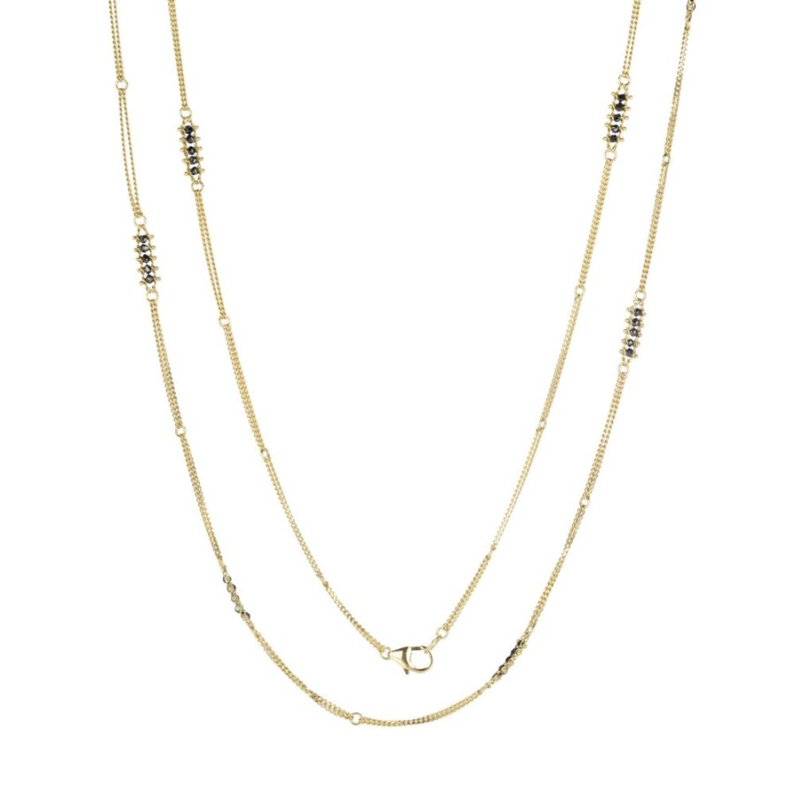 Necklaces Amali | 18K Black Diamond Textile Station Necklace