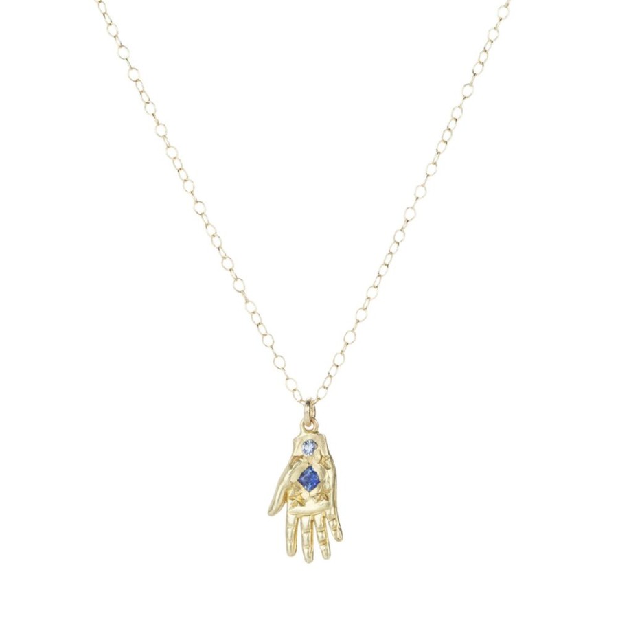 Necklaces Victoria Cunningham | Sapphire And Diamond Hand Necklace