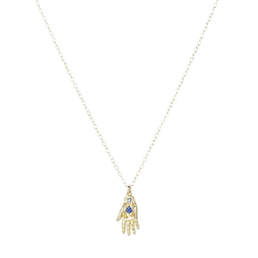 Necklaces Victoria Cunningham | Sapphire And Diamond Hand Necklace