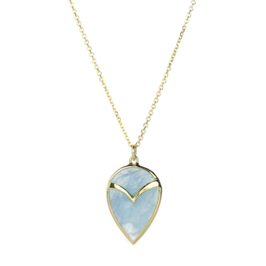 Necklaces Rachel Atherley | Aquamarine Owl Pendant Necklace