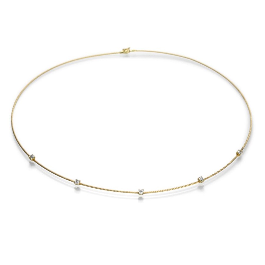 Necklaces Paul Morelli | 18K Yellow Gold Wire Necklace With Diamonds