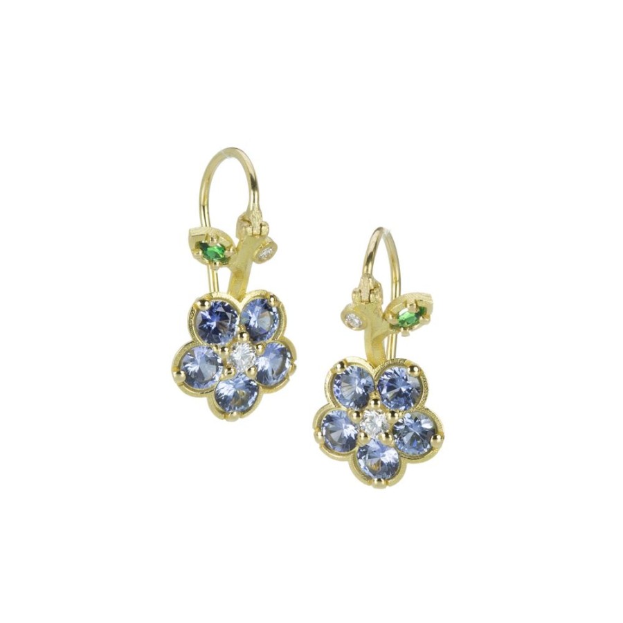 Earrings Paul Morelli | 18K Blue Sapphire Wild Child Flower Drop Earrings