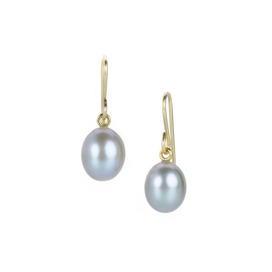 Earrings Maria Beaulieu | 18K Gray Freshwater Pearl Drop Earrings