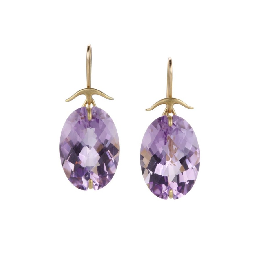 Earrings Gabriella Kiss | Rose De France Faceted Amethyst Earrings