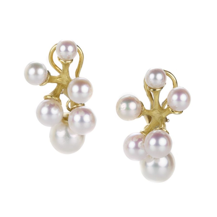 Earrings John Iversen | 18K Baby Jacks Earrings With Pearl Drops