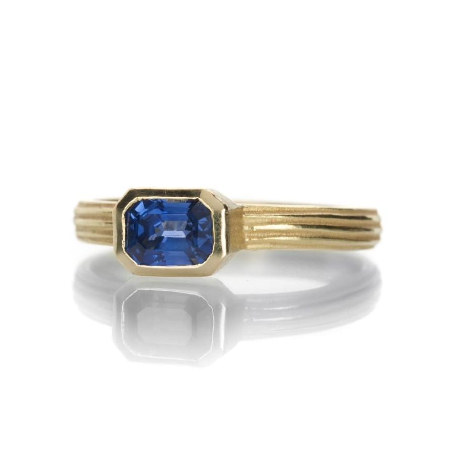 Rings Barbara Heinrich | Emerald Cut Blue Sapphire Gold Ring