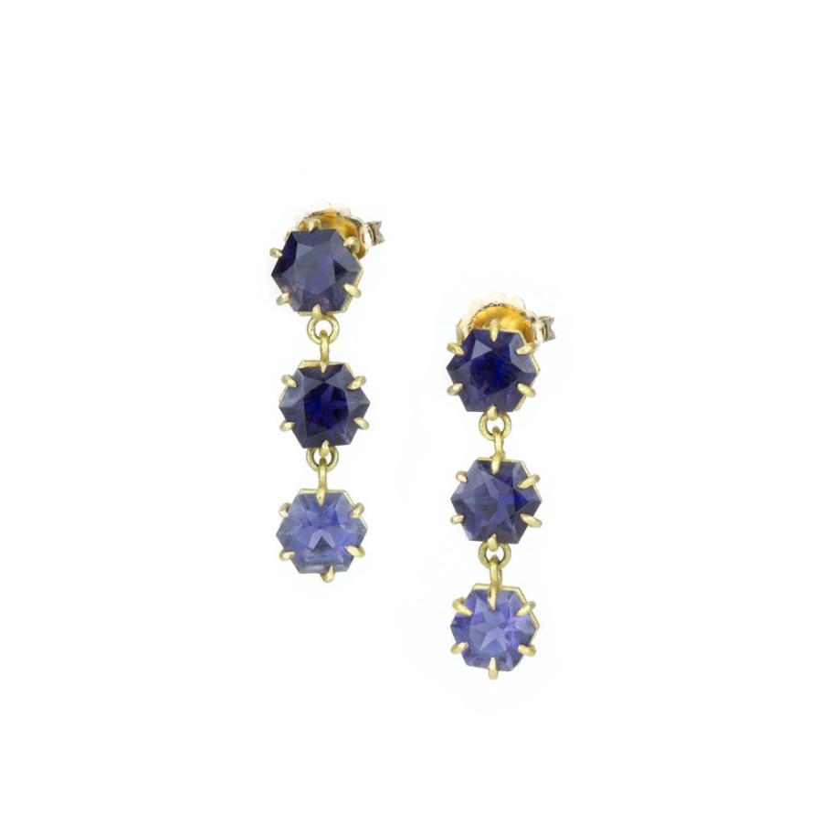 Earrings Rosanne Pugliese | Triple Iolite Geometric Drop Earrings