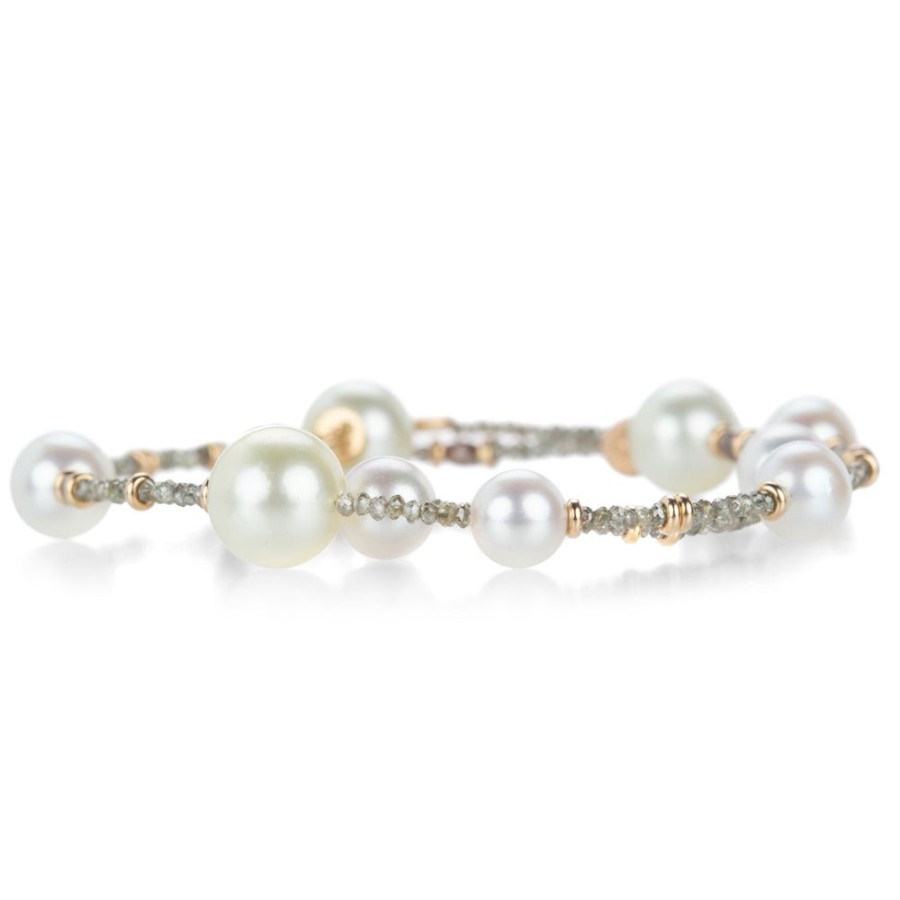 Bracelets Gellner | Brown Diamond And Pearl Wrap Bracelet