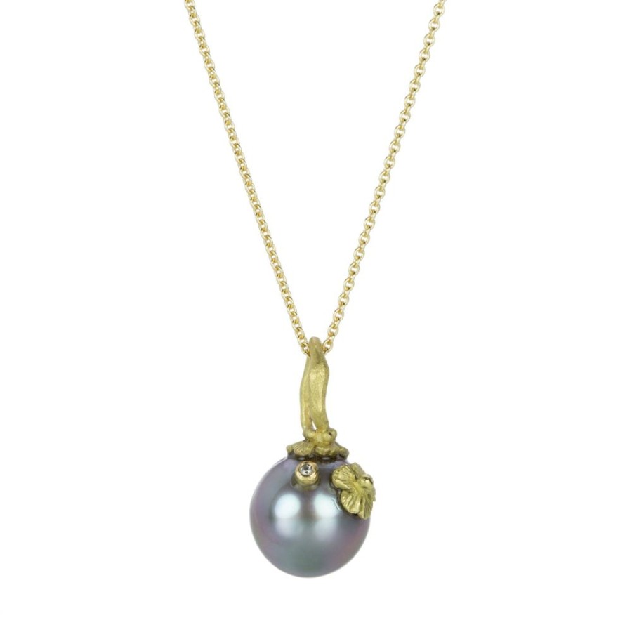 Necklaces Lene Vibe | Tahitian Pearl Pendant With Flower (Pendant Only)