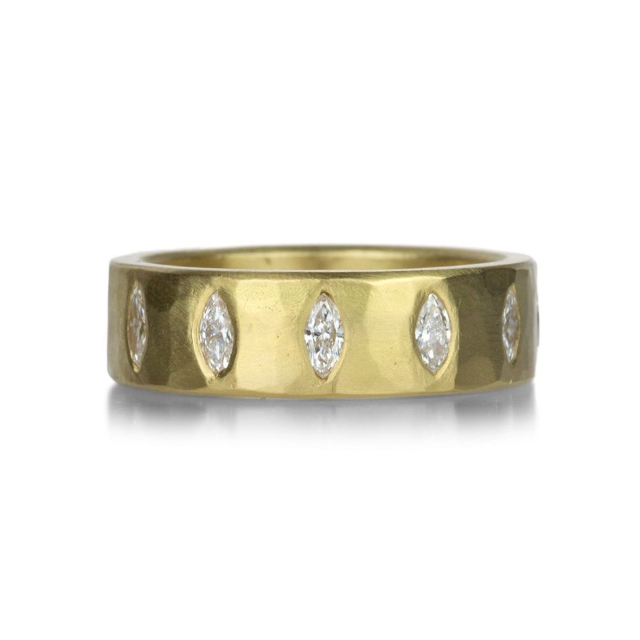 Rings Ananda Khalsa | Hammered Marquise Diamond Band