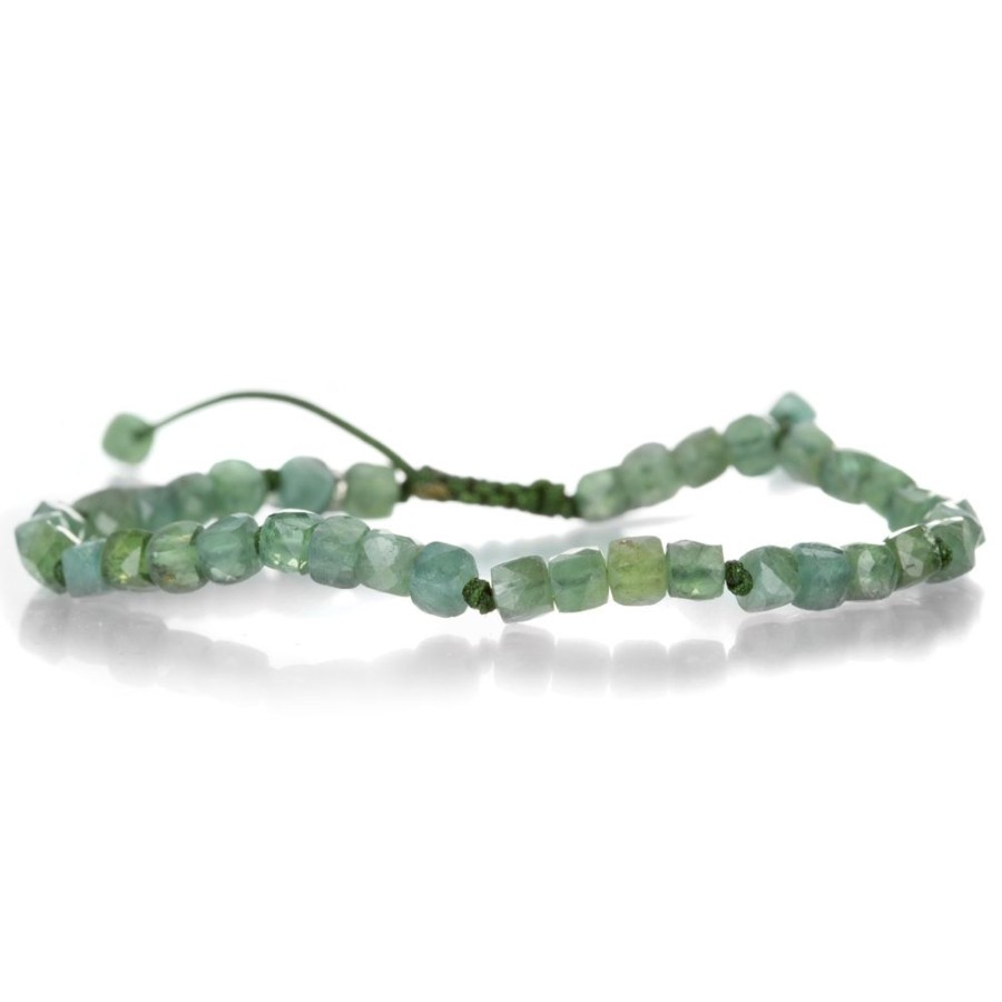 Bracelets Joseph Brooks | 4Mm Faceted Green Tourmaline Cube Bracelet