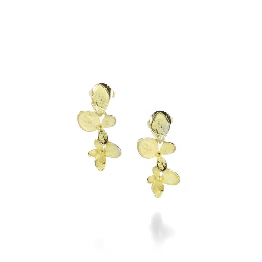 Earrings John Iversen | 18K Double Hydrangea Drop Earrings