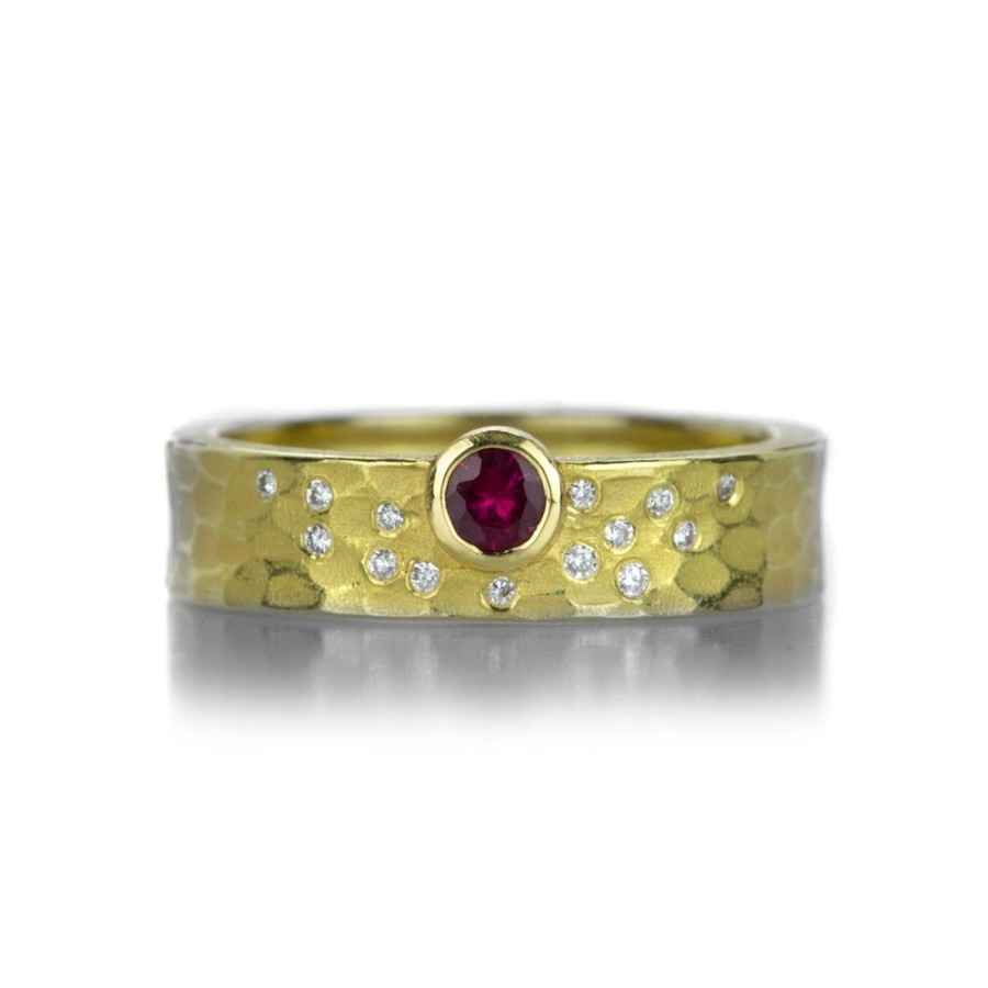 Rings Barbara Heinrich | Carved Glacier Band With Ruby