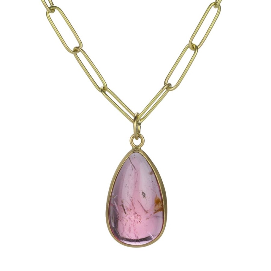 Necklaces Maria Beaulieu | Pink Tourmaline Cabochon Pendant (Pendant Only)