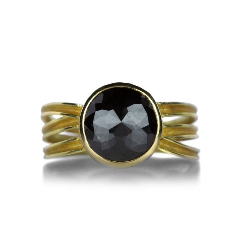 Rings Barbara Heinrich | Round Rose Cut Black Diamond Wrapped Ring