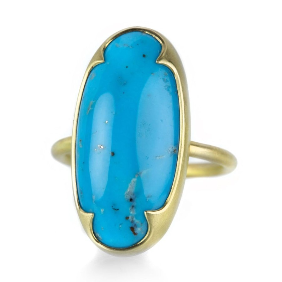 Rings Gabriella Kiss | Long Oval Persian Turquoise Ring