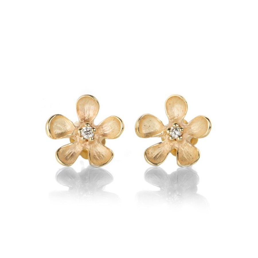 Earrings Nicole Landaw | Big Flower Studs With Diamond Centers