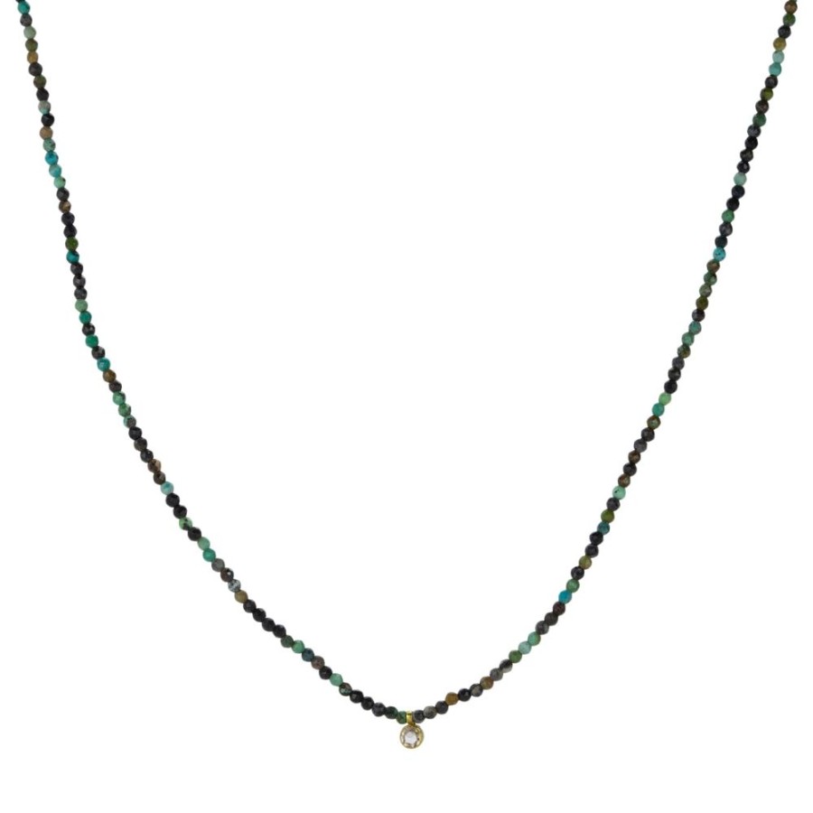 Necklaces Margaret Solow | Chrysocolla And Diamond Pendant Necklace