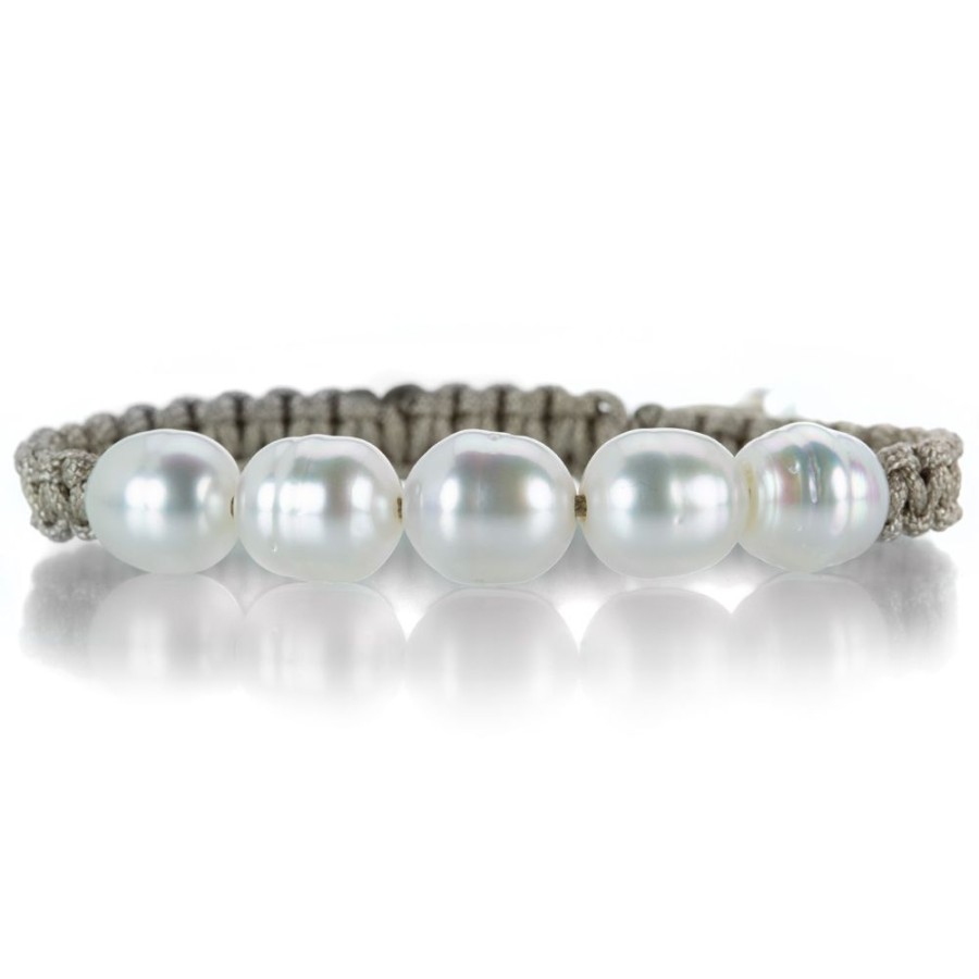 Bracelets Gellner | Macrame Bracelet With 5 South Sea Pearls