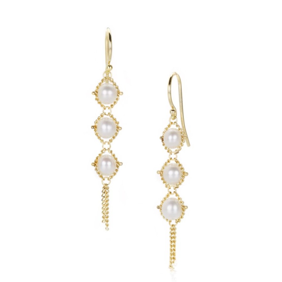 Earrings Amali | Small Pearl Textile Drop Earrings