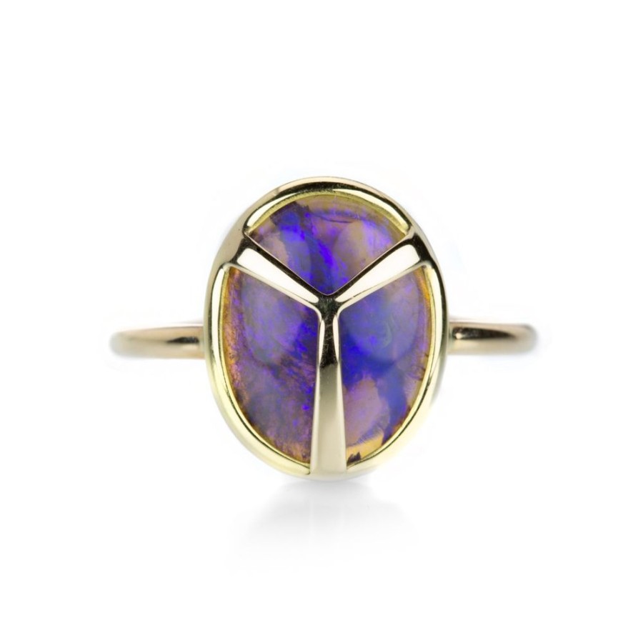 Rings Rachel Atherley | Lightning Ridge Black Opal Lucky Scarab Ring