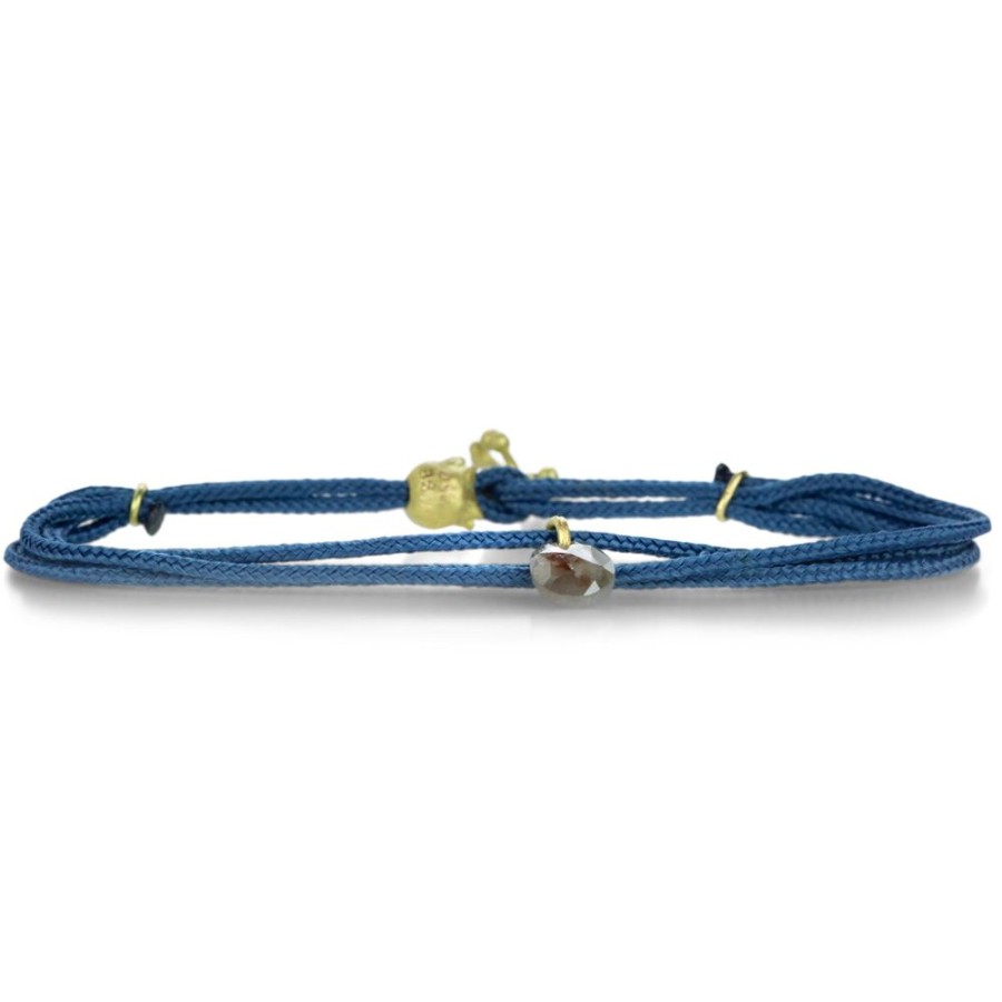 Bracelets Lene Vibe | Blue Nylon Cord Bracelet With Diamond Slice