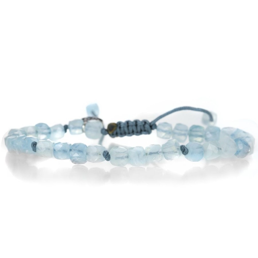 Bracelets Joseph Brooks | 5Mm Aquamarine Cube Bracelet