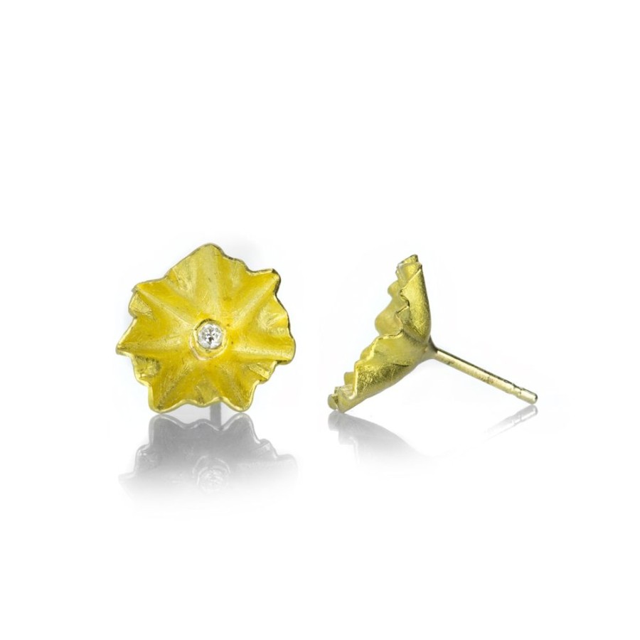 Earrings Petra Class | Small Diamond Lotus Leaf Studs