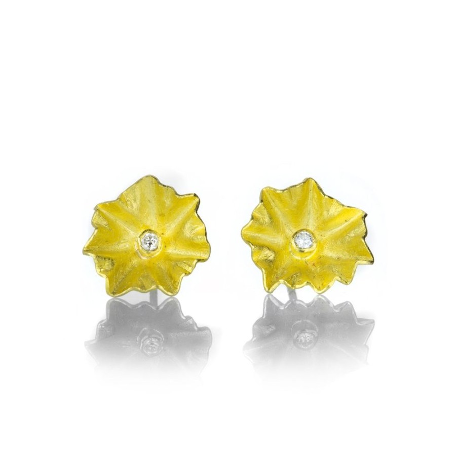 Earrings Petra Class | Small Diamond Lotus Leaf Studs