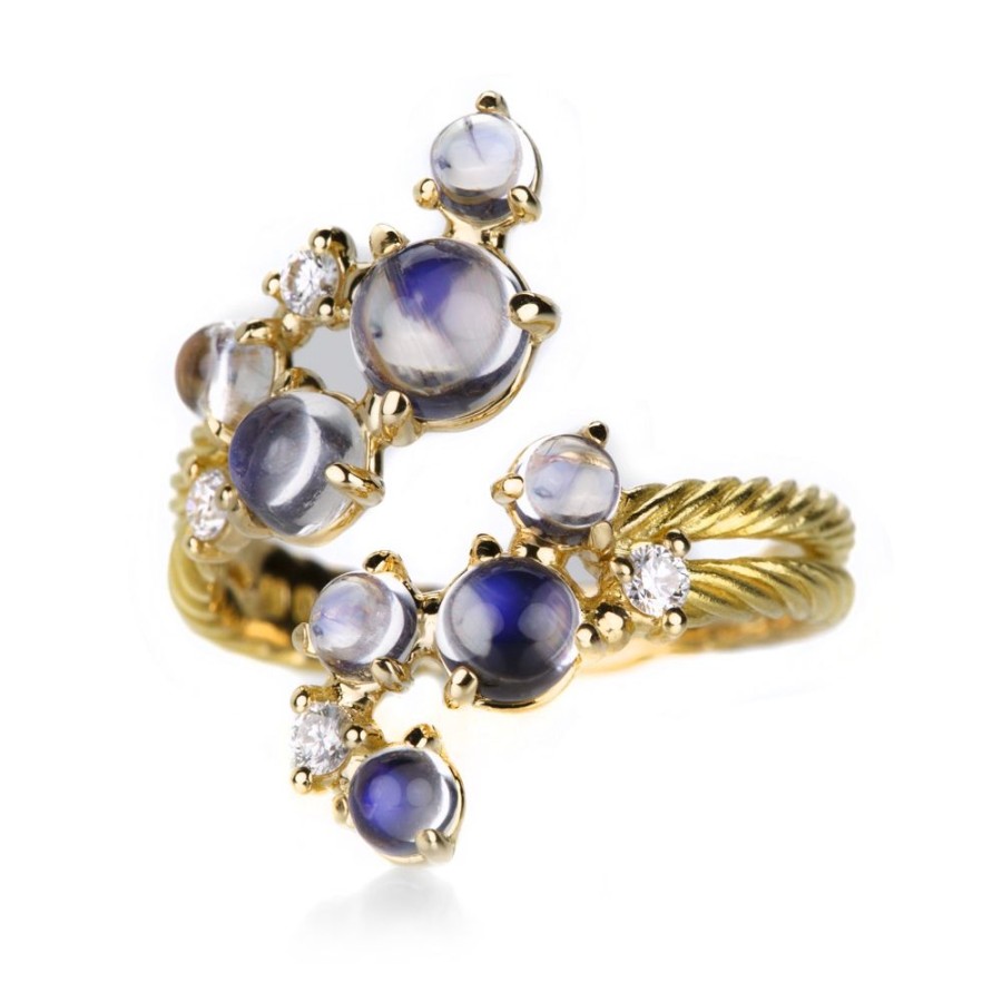 Rings Paul Morelli | Yellow Gold And Moonstone Bubble Bypass Ring