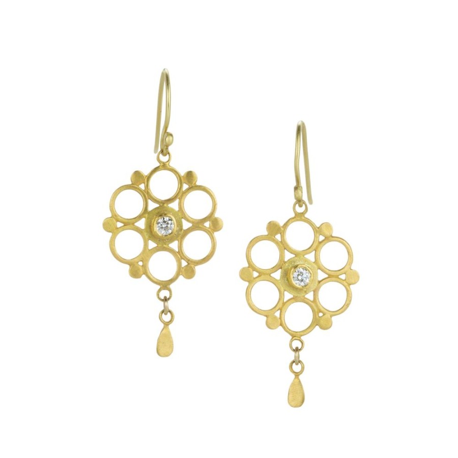 Earrings Ananda Khalsa | 22K Small Mandala Drop Earrings