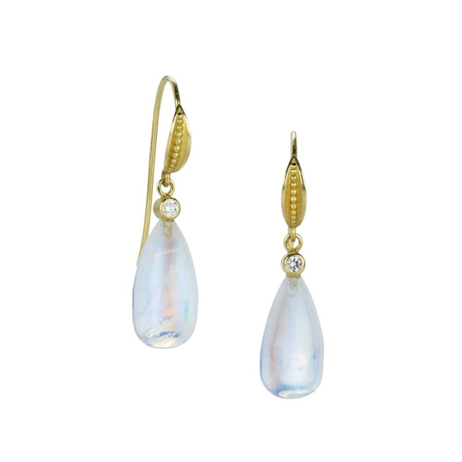 Earrings Barbara Heinrich | Smooth Pear Shaped Moonstone Drop Earrings