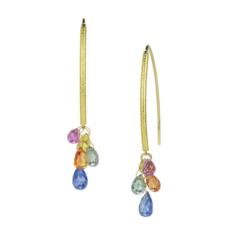 Earrings Barbara Heinrich | Multicolored Sapphire Briolette Navette Earrings