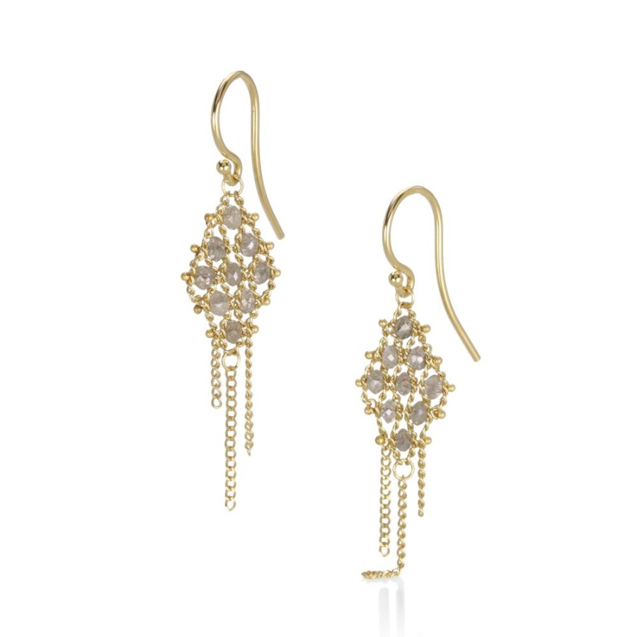 Earrings Amali | Small Gray Diamond Textile Earrings