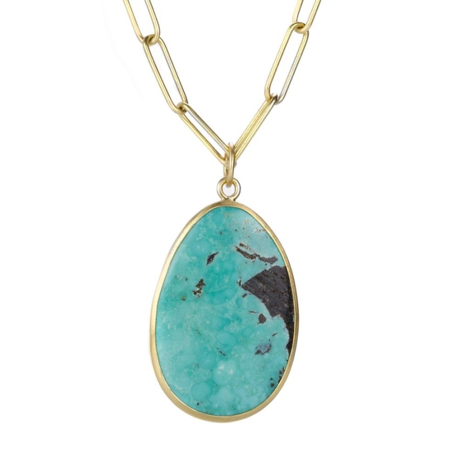 Necklaces Maria Beaulieu | Chinese Turquoise Cabochon Pendant (Pendant Only)