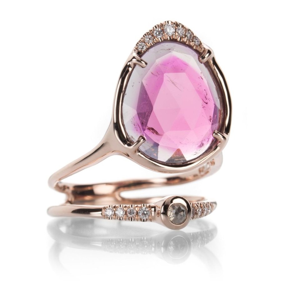 Rings Sirciam | Watermelon Tourmaline Sun And Moon Ring