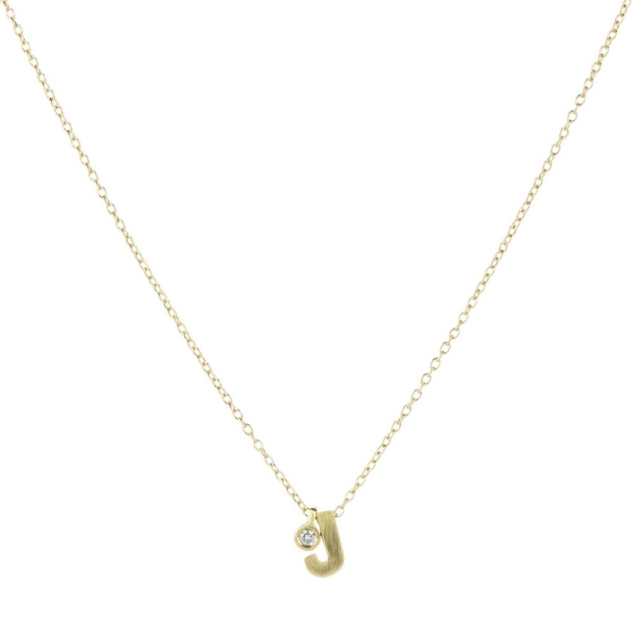 Necklaces Marian Maurer | Micro "J" Initial Pendant Necklace