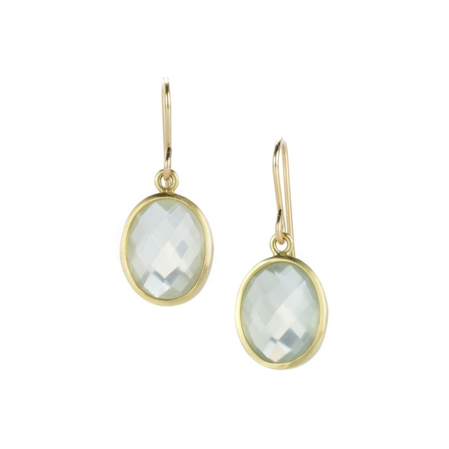 Earrings Maria Beaulieu | Faceted Green Moonstone Earrings