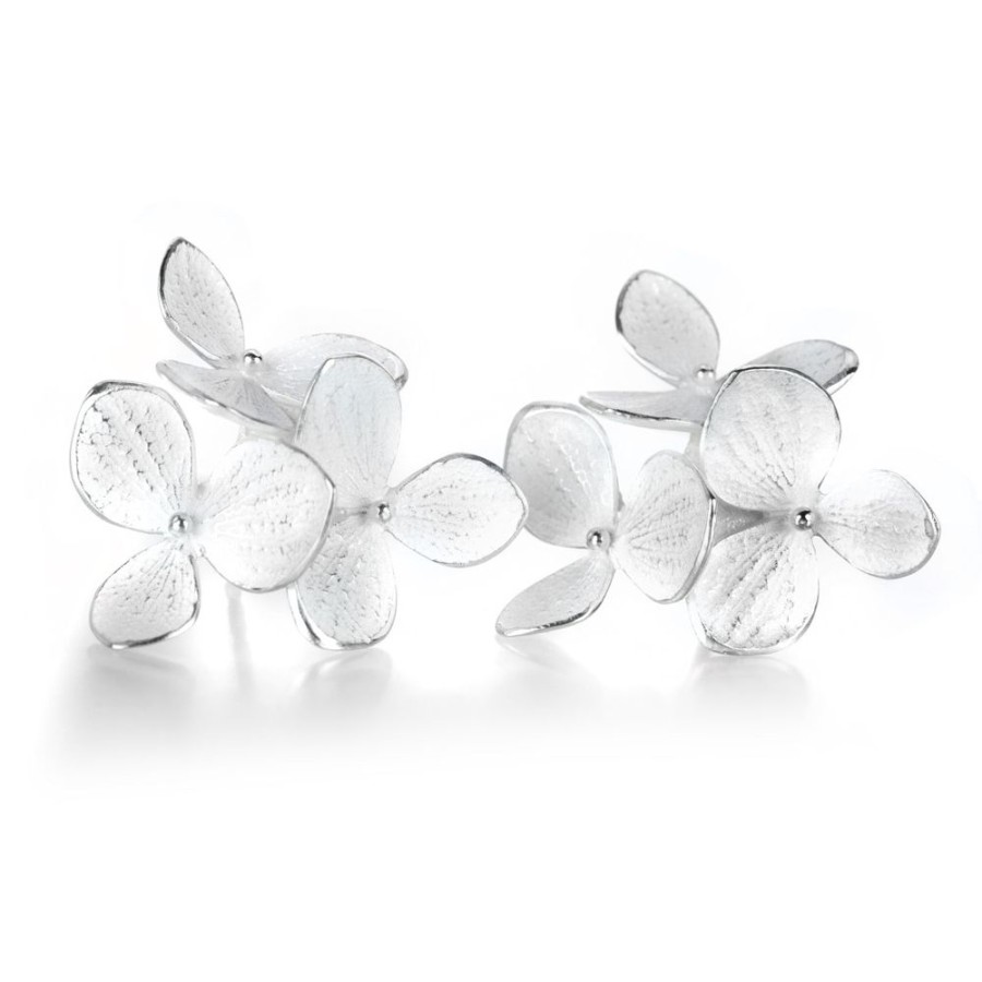 Earrings John Iversen | Large 3 Part Silver Hydrangea Studs