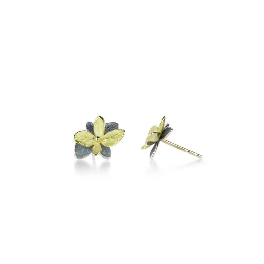 Earrings John Iversen | Mixed Metal Baby Twin Hydrangea Earrings