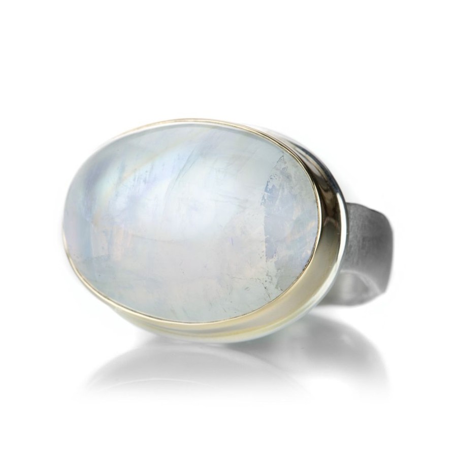 Rings Jamie Joseph | Oval White Rainbow Moonstone Ring