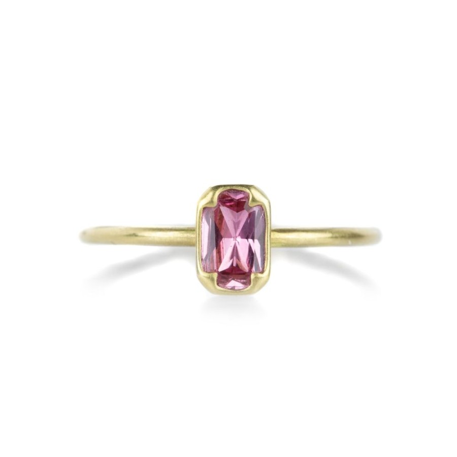 Rings Gabriella Kiss | 18K Yellow Gold Emerald Cut Pink Sapphire Ring