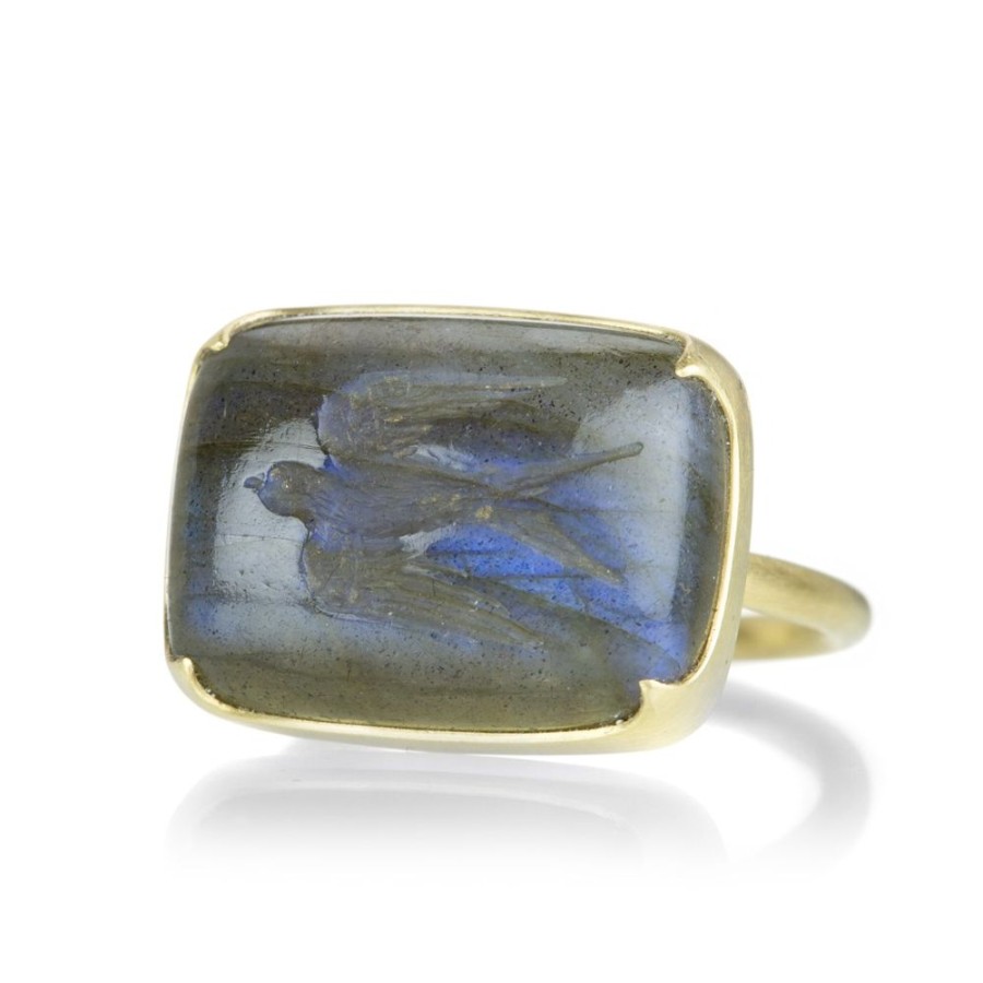 Rings Gabriella Kiss | Labradorite Swallow Intaglio Ring