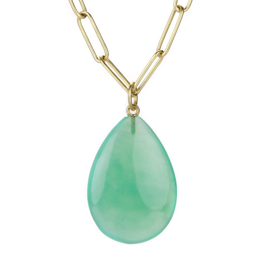 Necklaces Maria Beaulieu | Chrysoprase Flat Drop Pendant (Pendant Only)