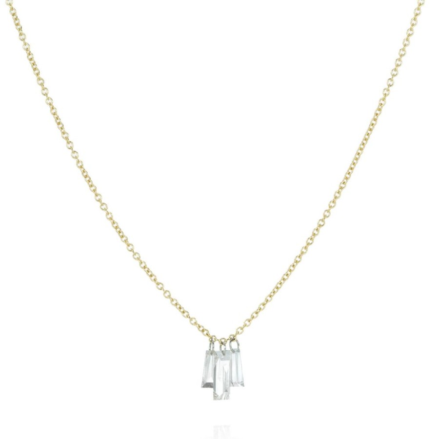 Necklaces Todd Pownell | Triple Baguette Diamond Pendant Necklace